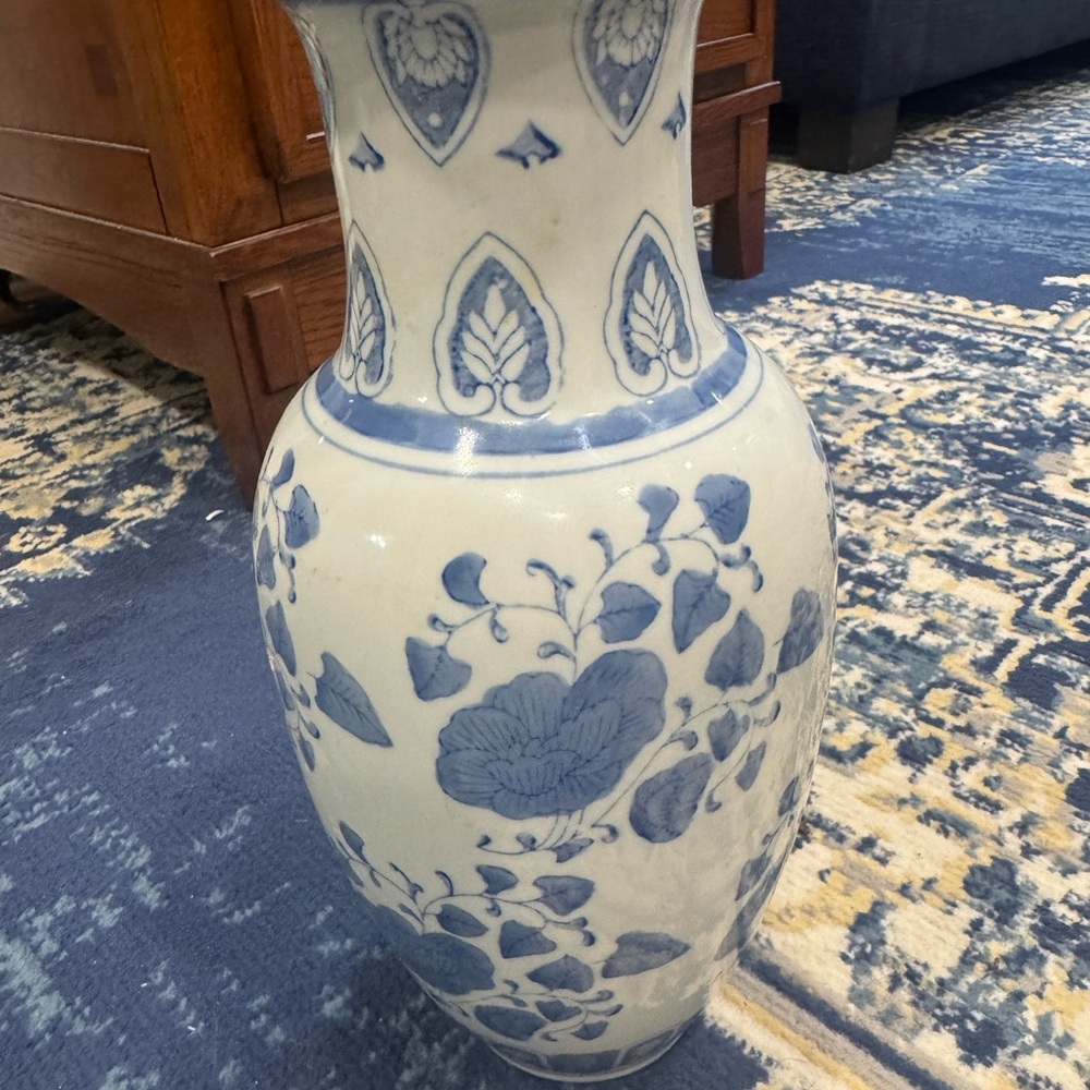 Blue and White Floral Vase - Picture 2 of 6